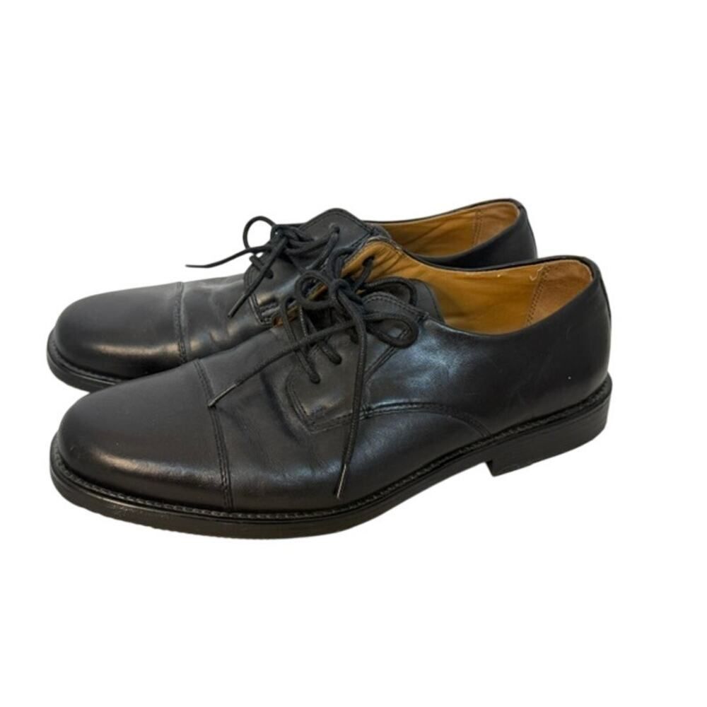 Thom McAn Men's Black Leather Dress Shoes Size 10 Cap Toe Kent